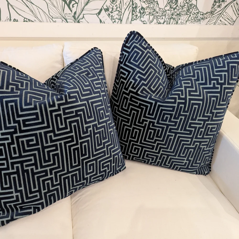 Navy Geometric Accent Pillow cover designer Schumacher